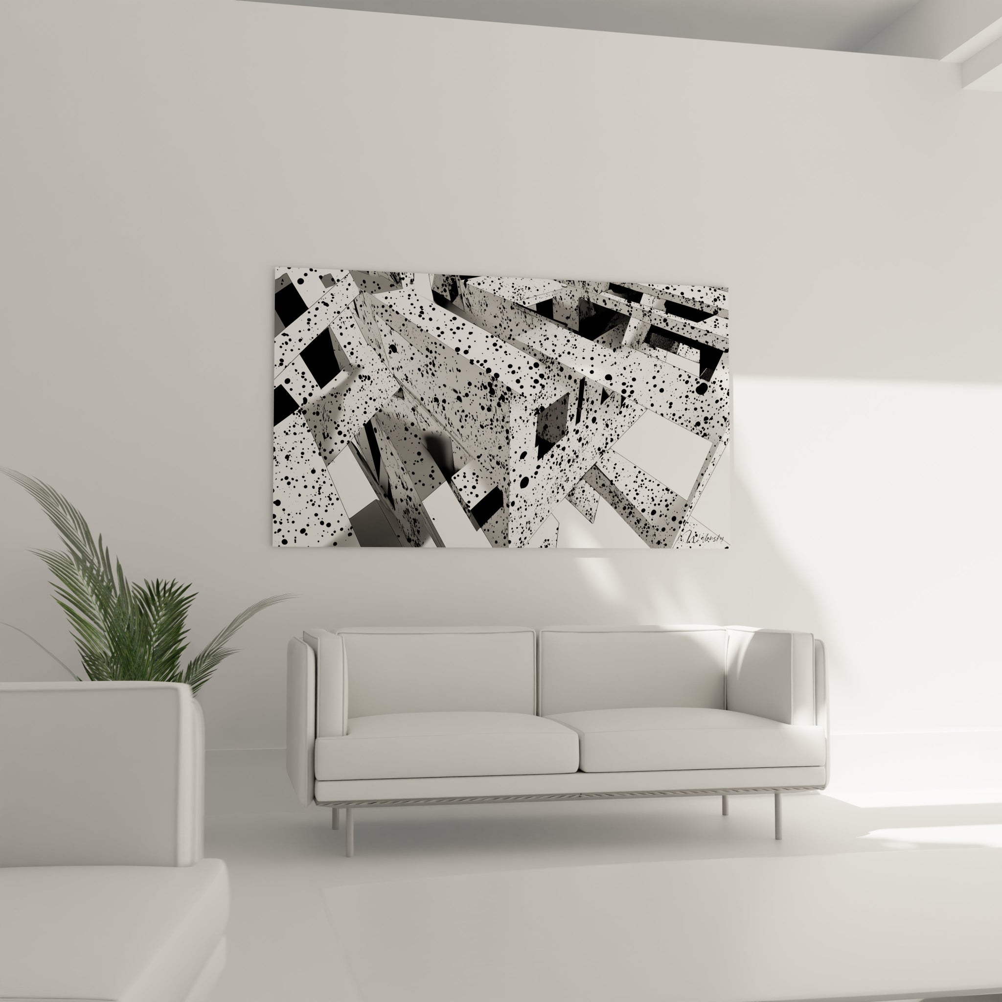 Tableau tacheté noir et blanc de Walensky pour une décoration moderne et artistique