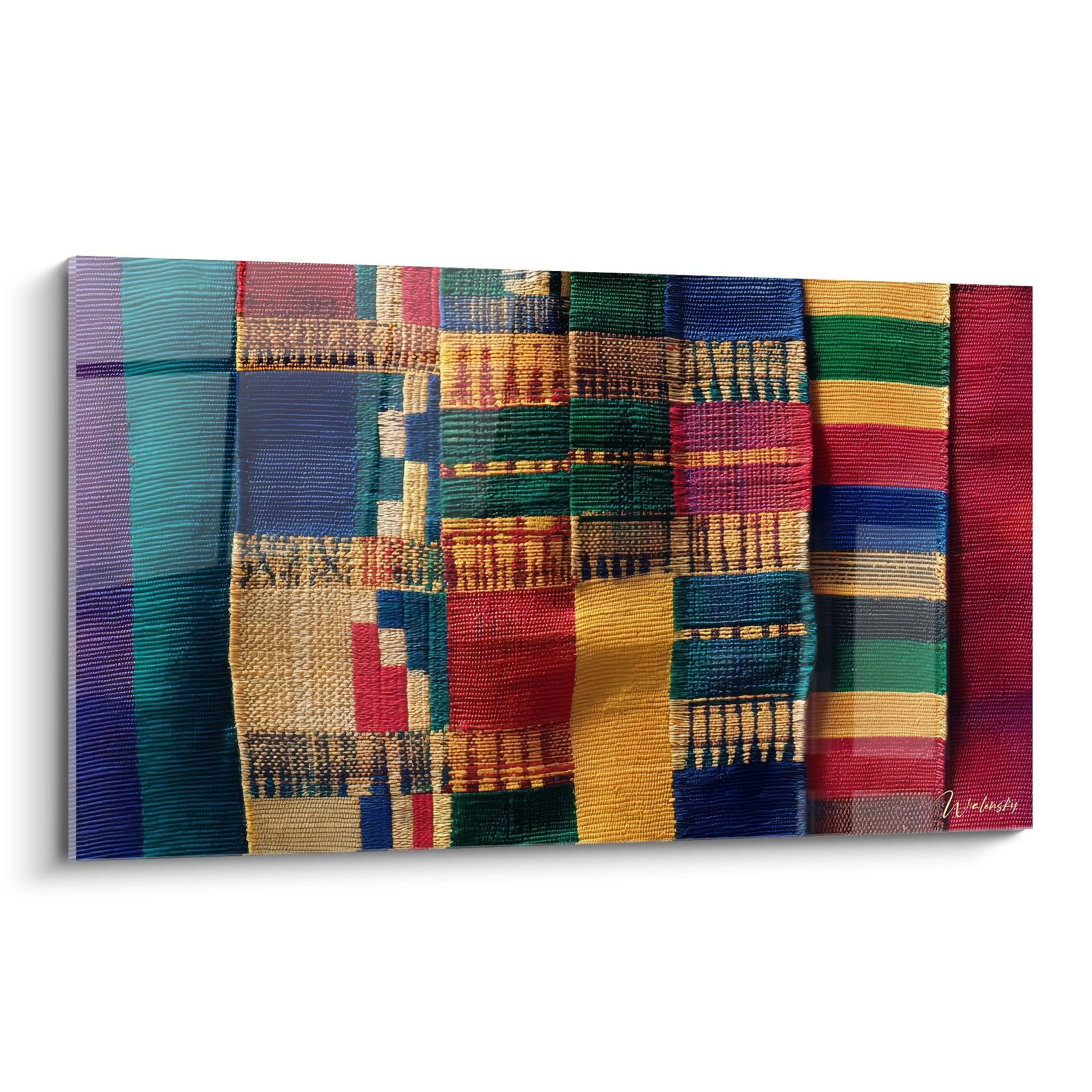 Tableau mural mosaïque textiles africains colorés motifs ethniques traditionnels décoration murale