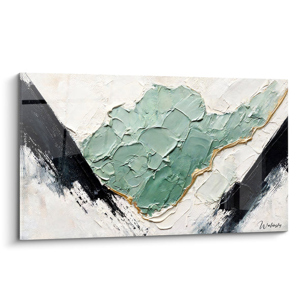 Tableau Masse texturée vert sauge et noir - Faille silencieuse - Edition Texturé Abstrait