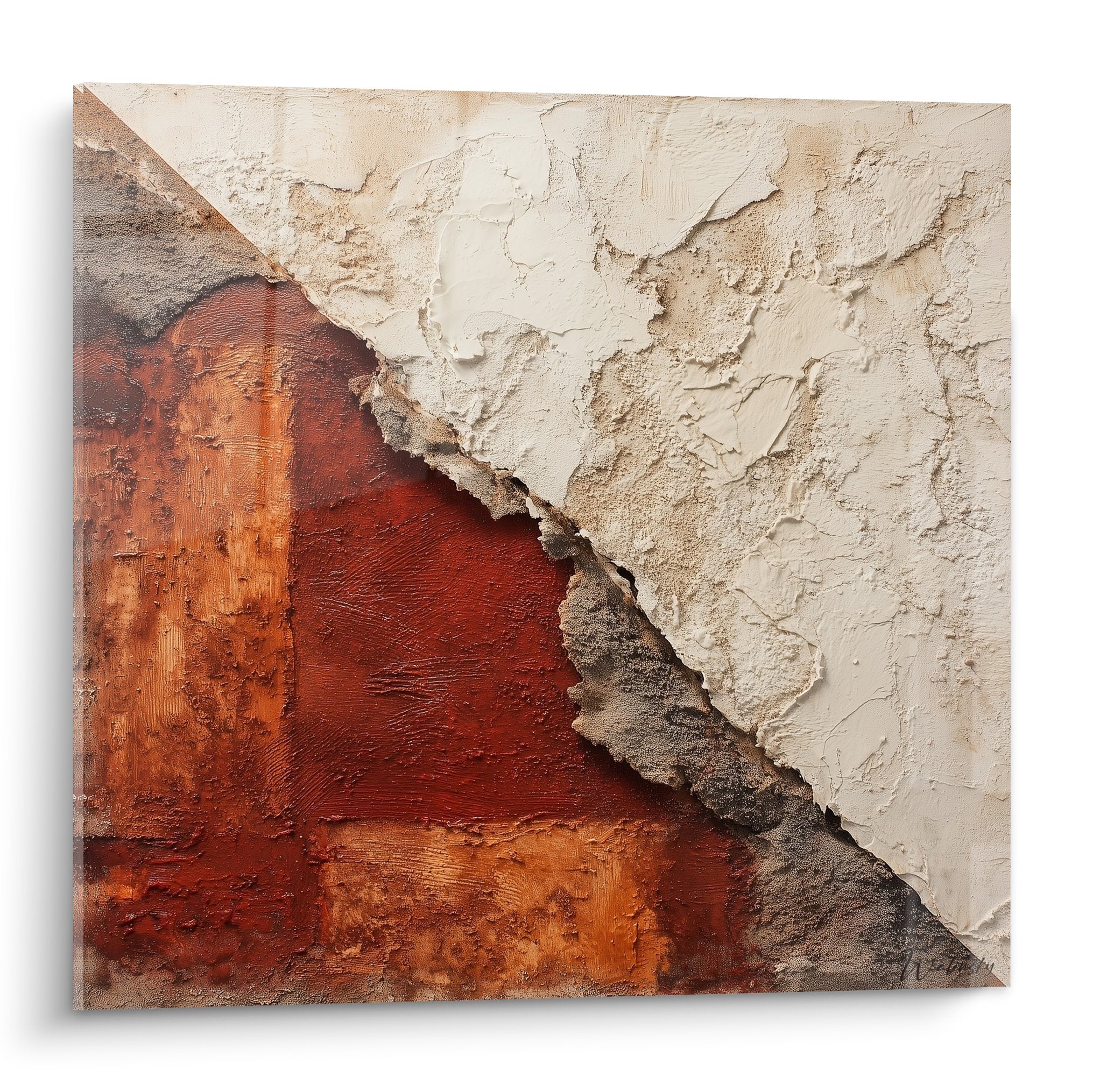 Wall art textured ochre and white peeling feng shui northeast earth natural home decor