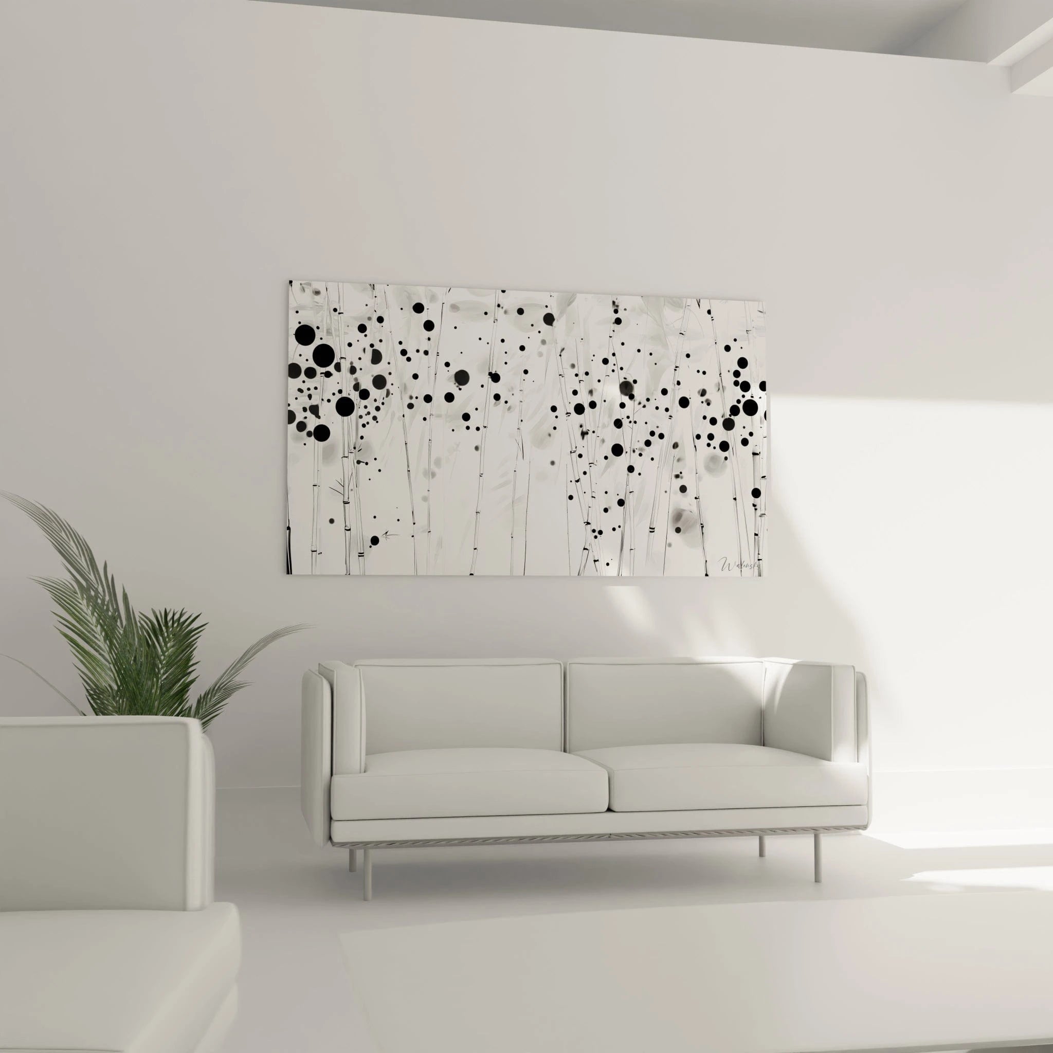 Tableau tacheté noir et blanc de Walensky, idéal pour décorer un salon moderne