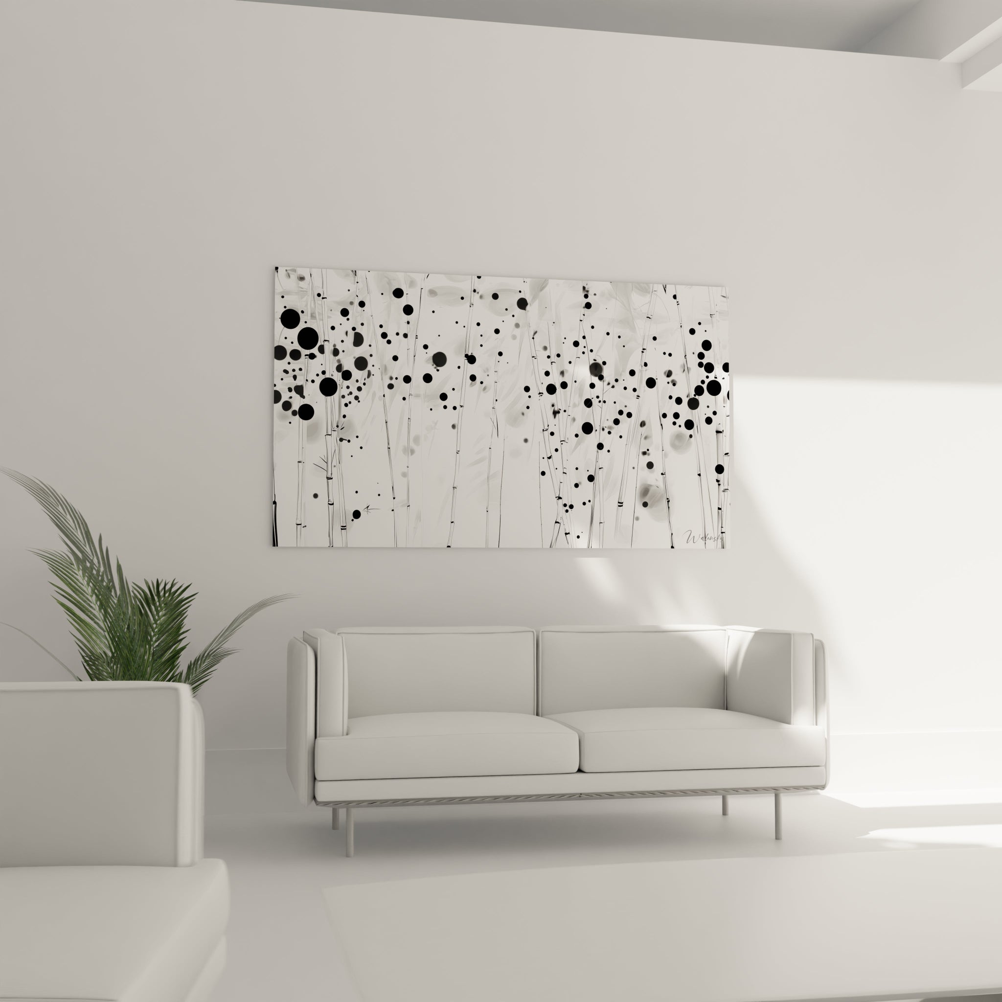 Tableau tacheté noir et blanc de Walensky, idéal pour décorer un salon moderne