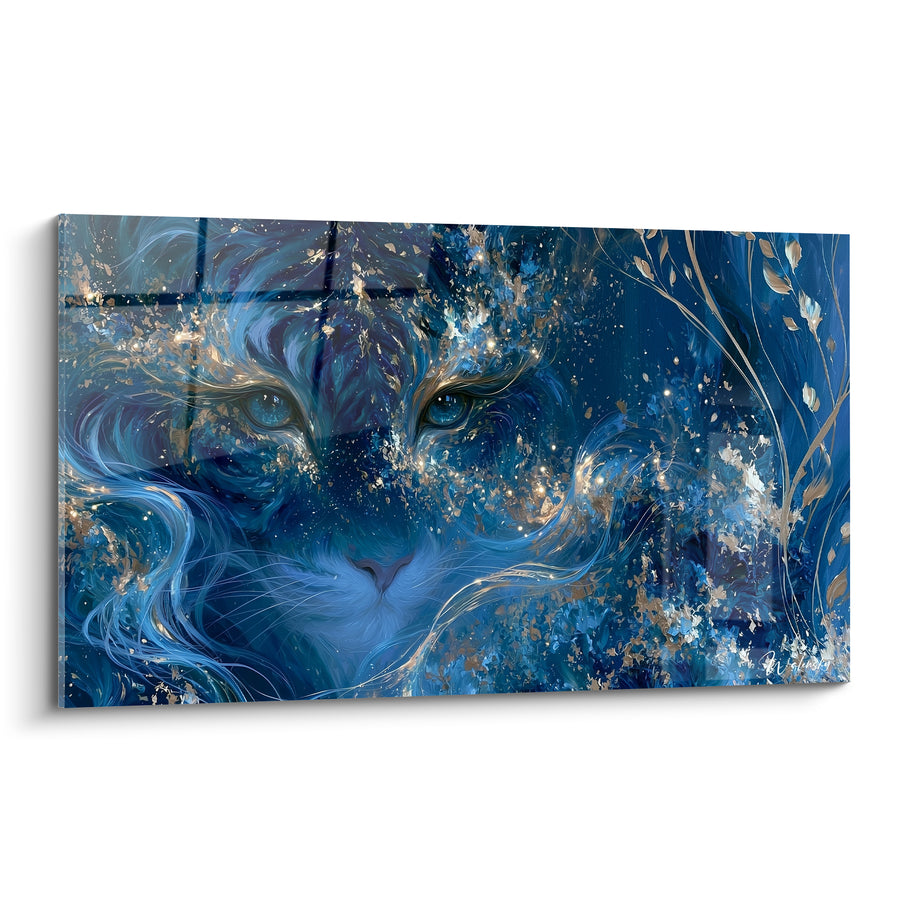 Tableau Tigre bleu nuit et doré éclaboussé - Songe nocturne - Edition Tigre