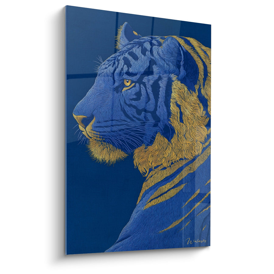 Tableau Portrait de Tigre Bleu et Or Profil Majestueux - Regard Fauve - Edition Tigre