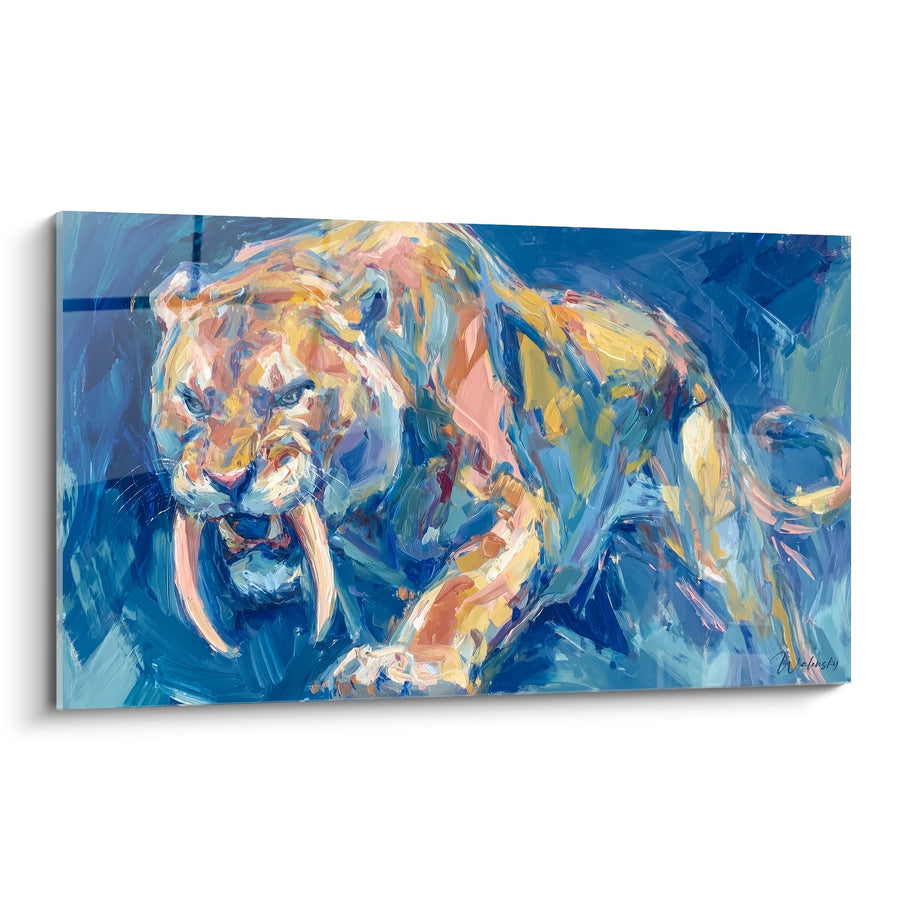 Säbelzahn-Tiger in Ölmalerei - Prähistorische Majestät - Säbelzahn-Tiger-Edition