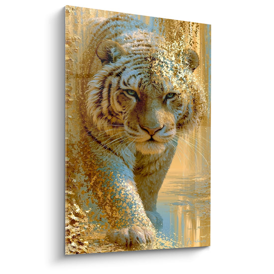 Tableau Tigre doré aux éclats désintégrés - Apparition dorée - Edition Tigre