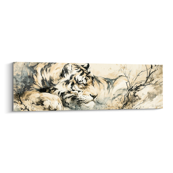 Tableau Tigre couché ocre et anthracite - Sommeil du fauve - Edition Tigre
