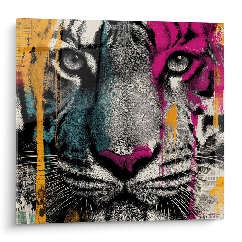 Tigre-Porträt mit leuchtenden Fuchsia- und Orangetönen - Fesselnder Blick - Tiger-Edition