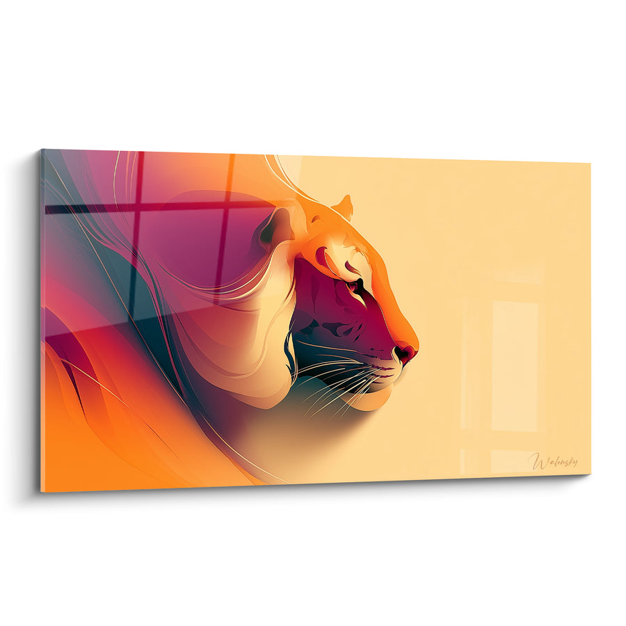 Tableau Tigre profil orange et pourpre stylisé - Silhouette évanescente - Edition Tigre