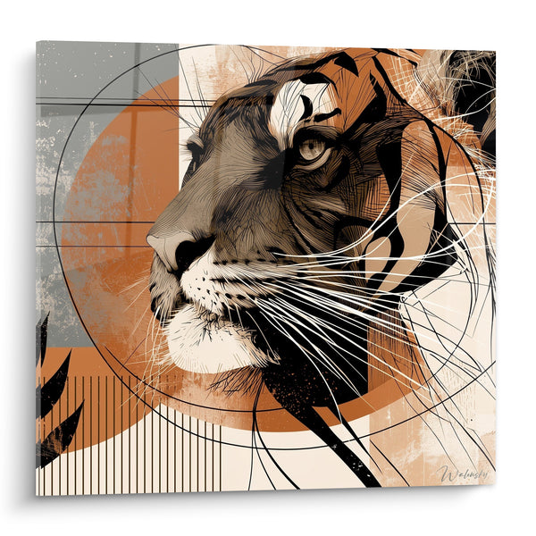 Tableau Tigre profil terracotta et gris graphique - Regard graphique - Edition Tigre