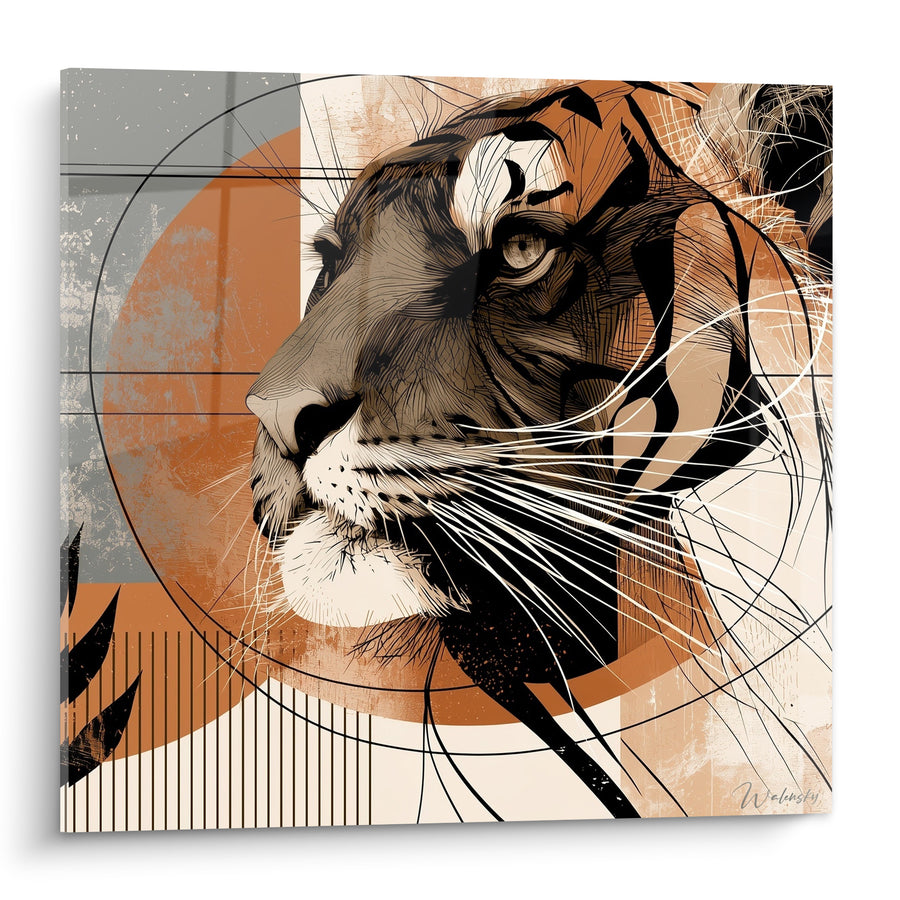 Tableau Tigre profil terracotta et gris graphique - Regard graphique - Edition Tigre