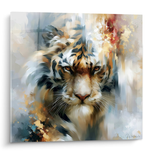 Tableau Tigre bleu et doré au regard perçant - Regard suspendu - Edition Tigre