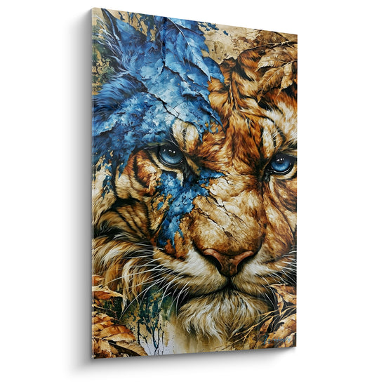 Tableau Tigre doré aux éclats bleus - Fracture céleste - Edition Tigre