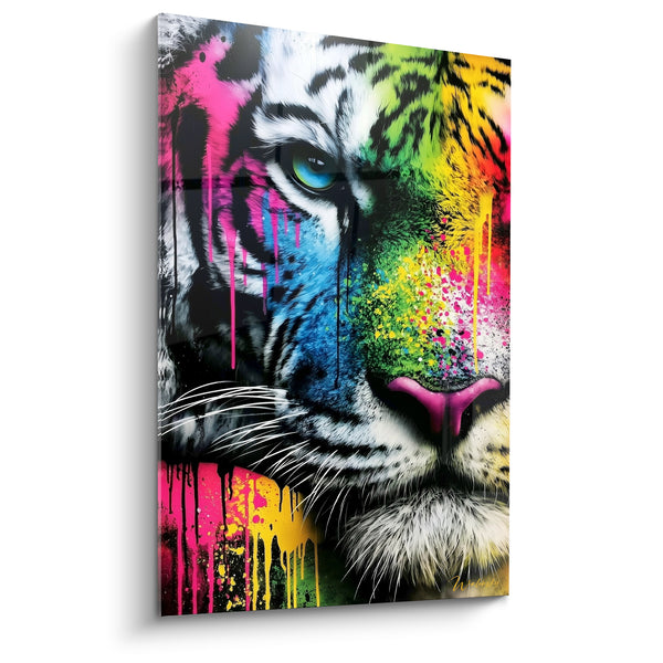 Tableau Tigre rose et jaune éclaboussé - Fureur chromatique - Edition Tigre