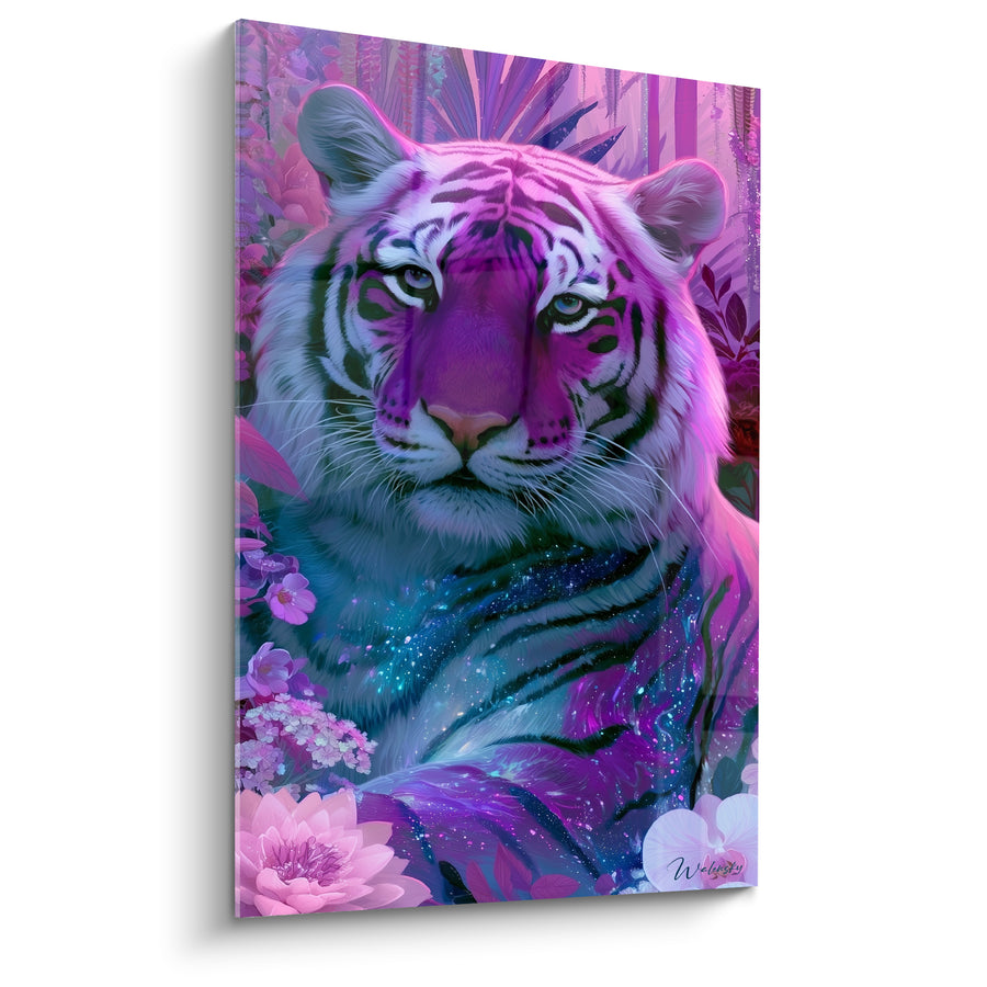 Tableau Tigre rose et violet féerique - Rêverie nocturne - Edition Tigre