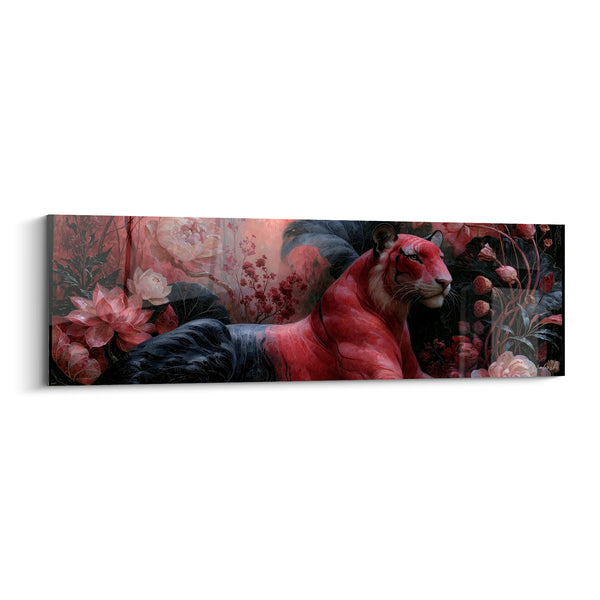 Red and Black Tiger Painting Among Lotuses - Scarlet Dawn - Tiger Edition