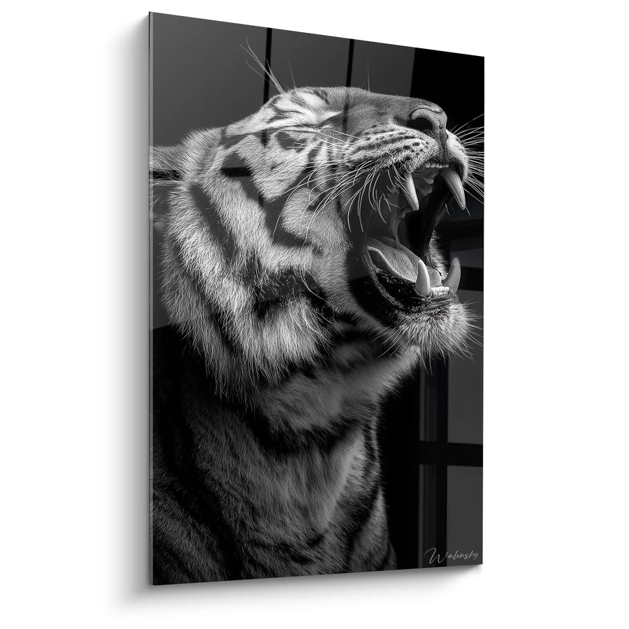 Tableau Tigre Rugissant - Puissance Sauvage - Edition animaux noir et blanc