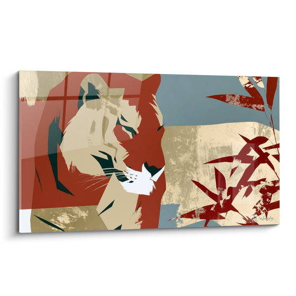 Tableau Tigre profil terracotta et bleu ardoise - Silence graphique - Edition Tigre