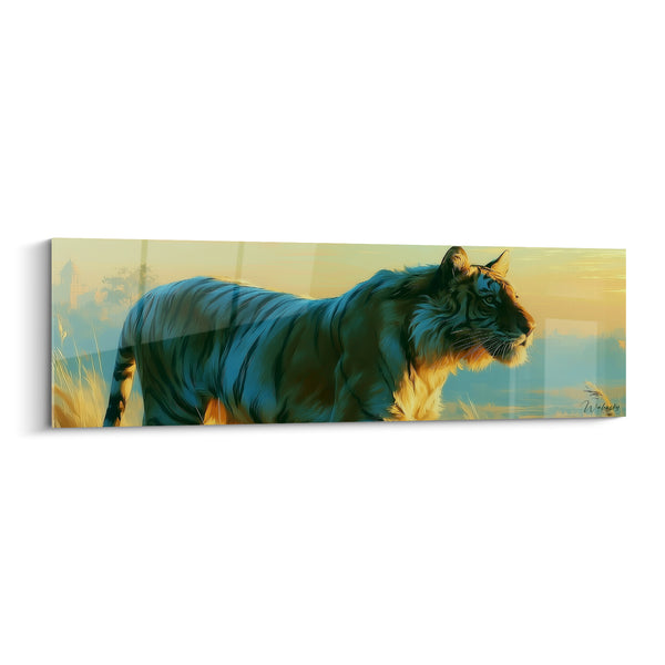 Tigris-Tafel Blau-Türkis und Gold bei Dunkelheit - Wachende Dämmerung - Tiger-Edition