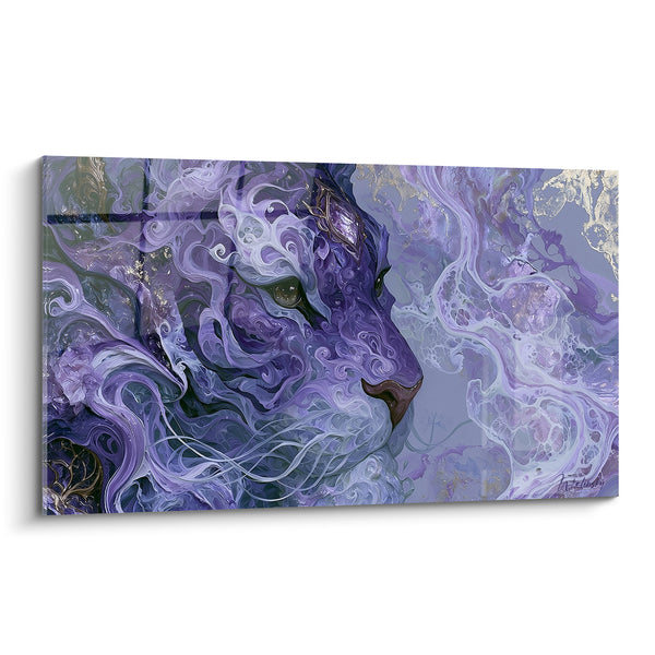 Tableau Tigre violet aux volutes argentées - Apparition mystique - Edition Tigre