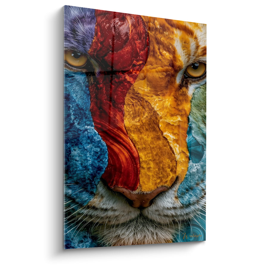 Tableau Tigre bleu et orange marbré - Regard fracturé - Edition Tigre