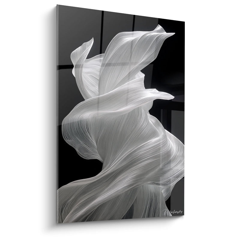 Fluid Fabric Wall Art - Abstract Elegance - Black and White Abstract Edition