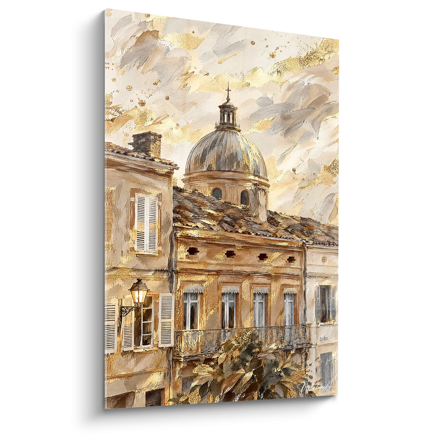 Schilderij Gouden koepel en okergevel van Toulouse - Avondlicht - Editie Toulouse Occitanie Frankrijk