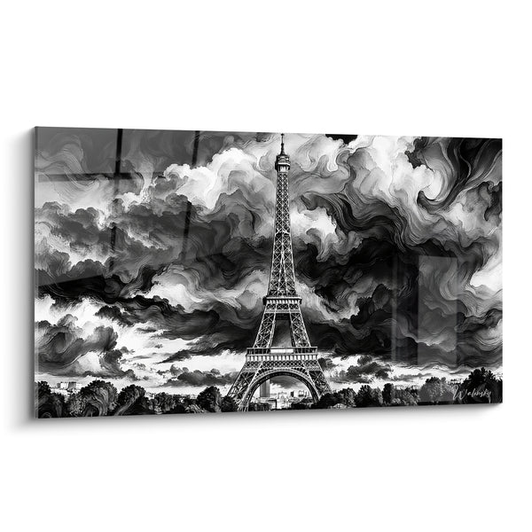 Tableau Tour Eiffel noire et blanche sous ciel tourmenté - Ciel en tourmente - Edition Tour Eiffel  Île-de-France  France