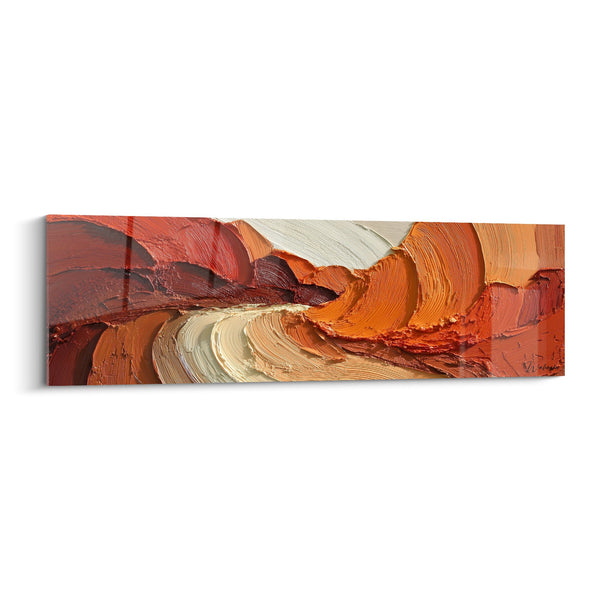 Abstracte Rode Oranje en Beige Wirbel Schilderij - Aardebeweging - Feng Shui Centrum Aarde Editie