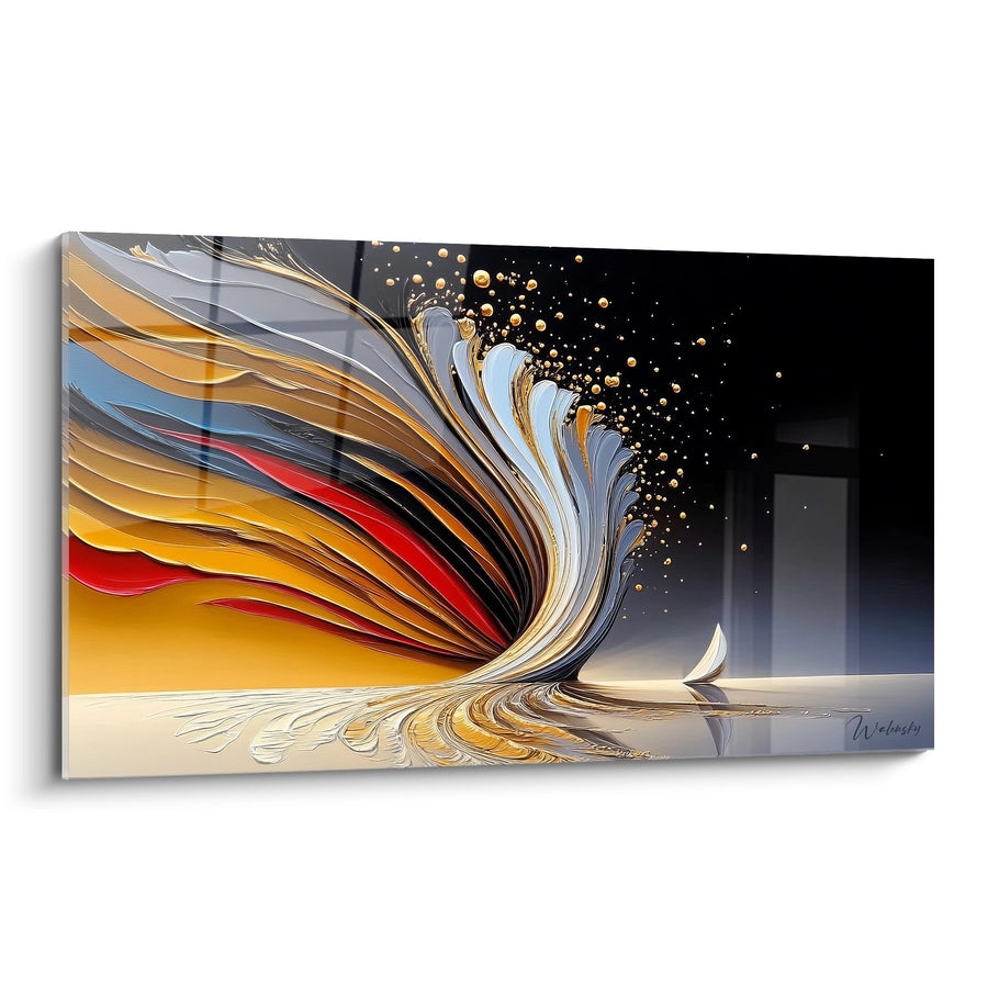 Tableau tourbillon dynamique doré - Énergie cosmique - édition moderne abstrait