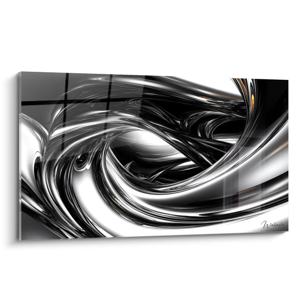 Cuadro remolino metálico - Flujo de plata - edición espiral abstracto