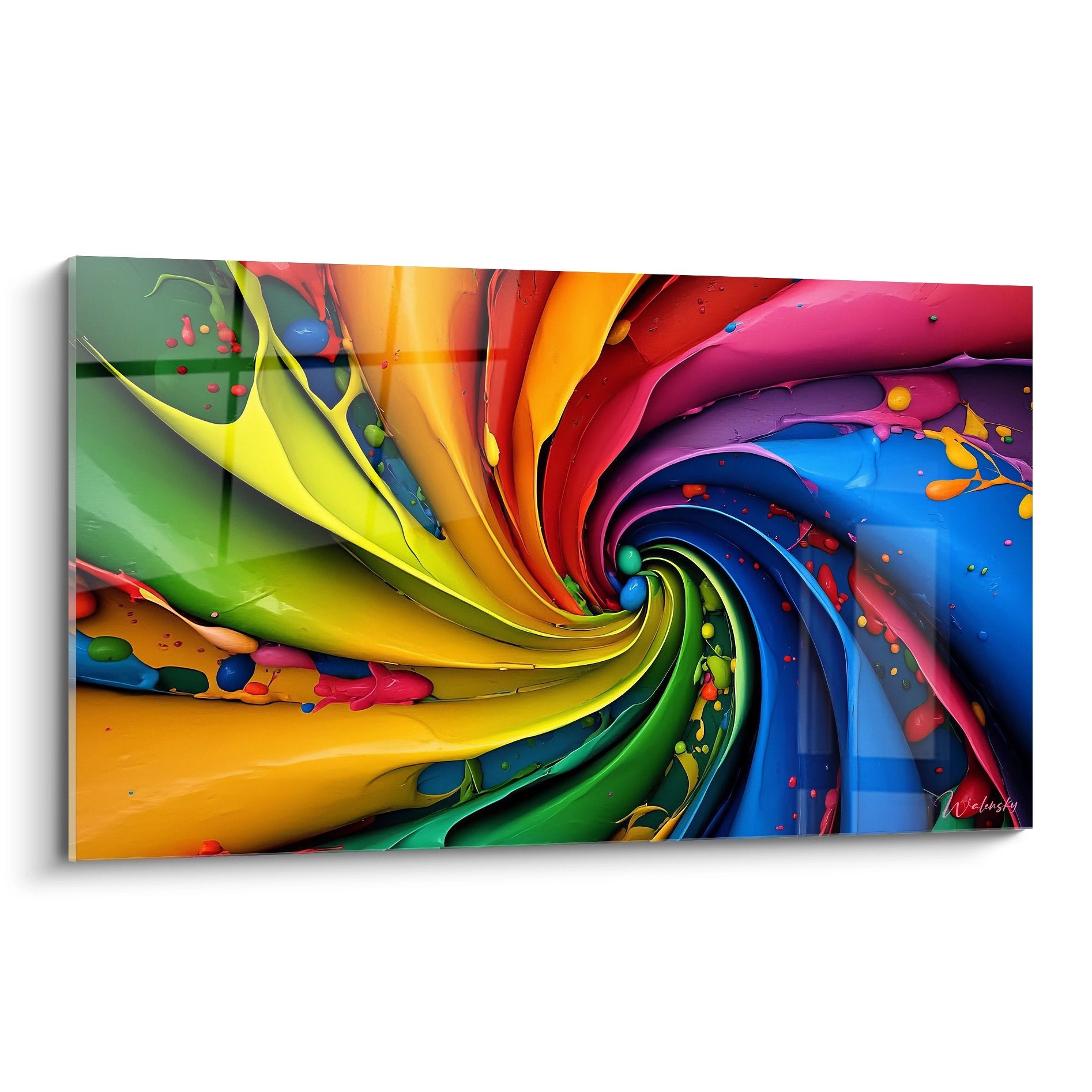 Tableau mural tourbillon multicolore abstrait aux couleurs éclatantes en spirale dynamique