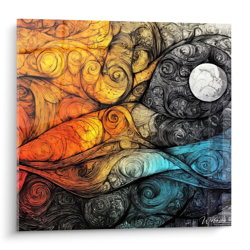 Cosmic Whirlwinds Wall Art - Celestial Dance of Elements - drawing edition