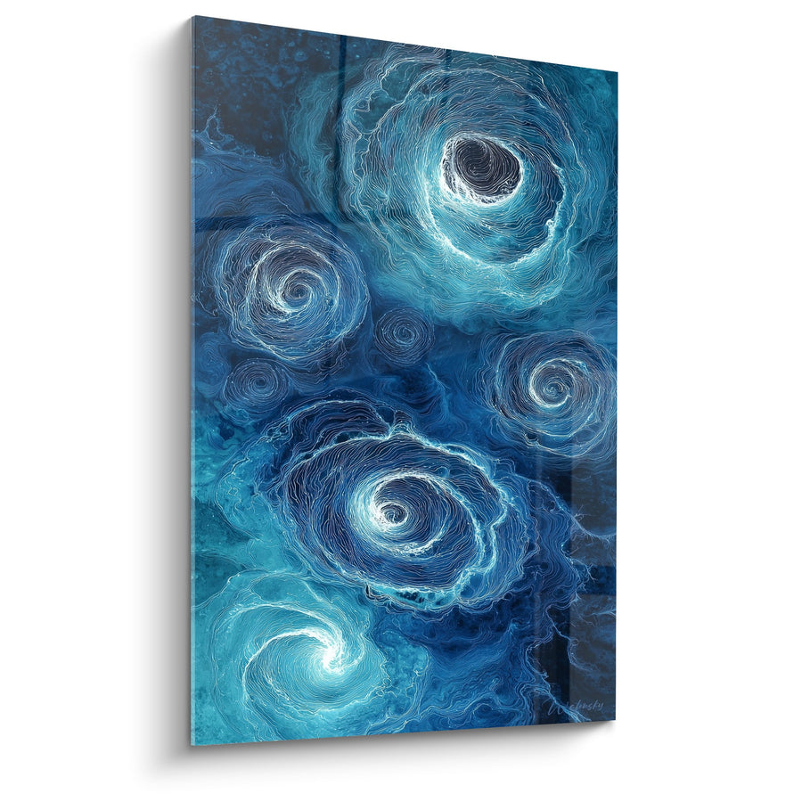 Tableau Tourbillons Bleus Spirales Océaniques - Vortex Aquatique - Edition Feng shui Nord Eau
