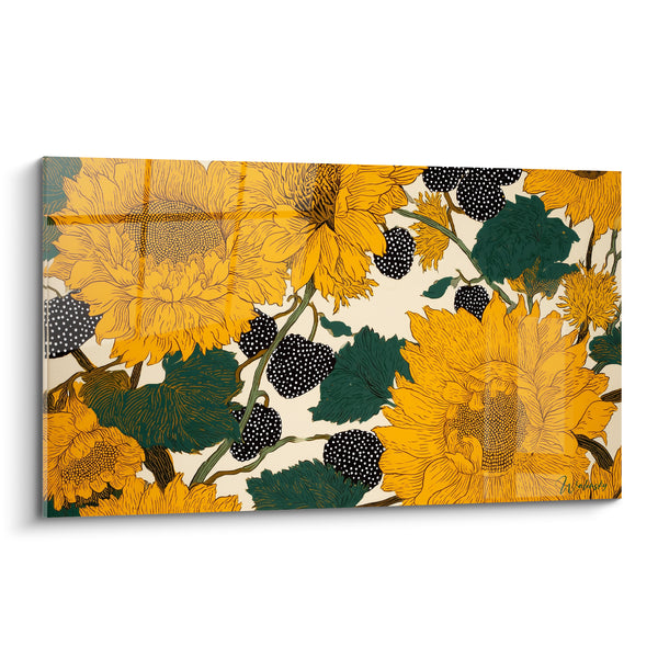 Tableau Tournesols dorés aux baies mouchetées - Récolte estivale - Edition Tournesol
