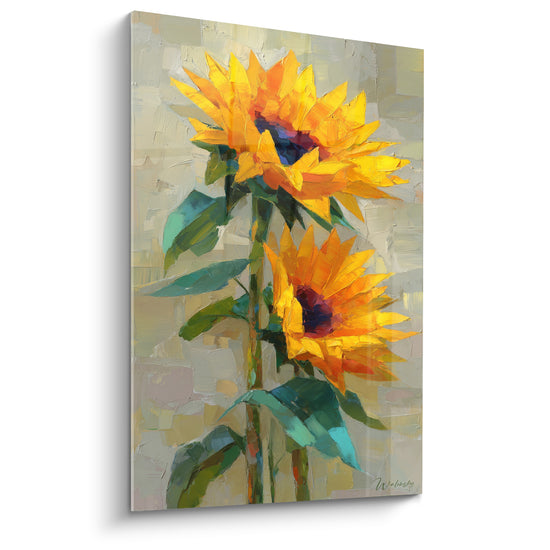 Tableau Tournesols dorés aux cœurs sombres - Chaleur estivale - Edition Tournesol