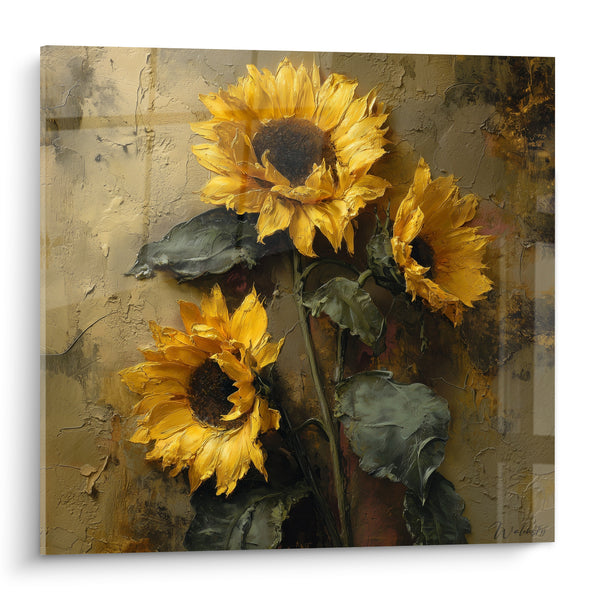 Tableau Tournesols dorés aux feuilles vert olive - Récolte d'été - Edition Tournesol