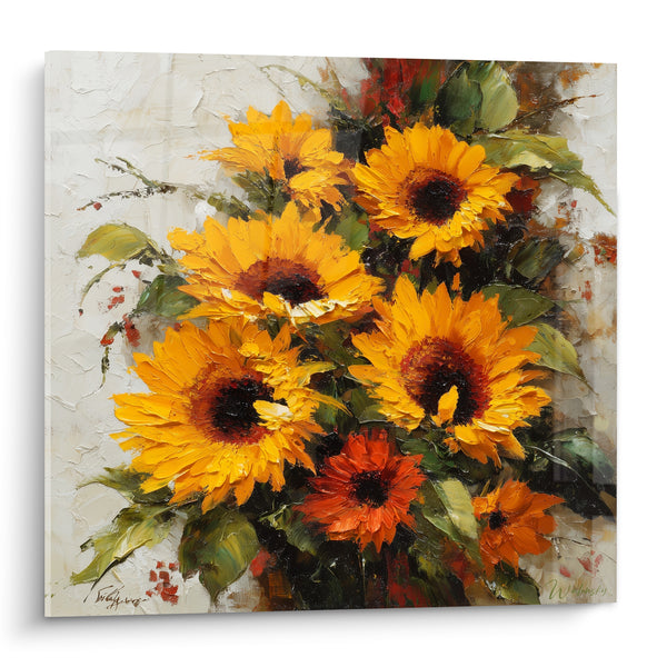 Tableau Bouquet jaune et vert au couteau - Éclat d'été - Edition Tournesol