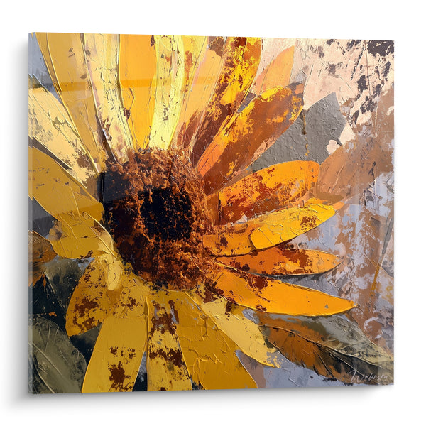 Tableau Tournesol jaune et brun texturé - Éclat solaire - Edition Tournesol