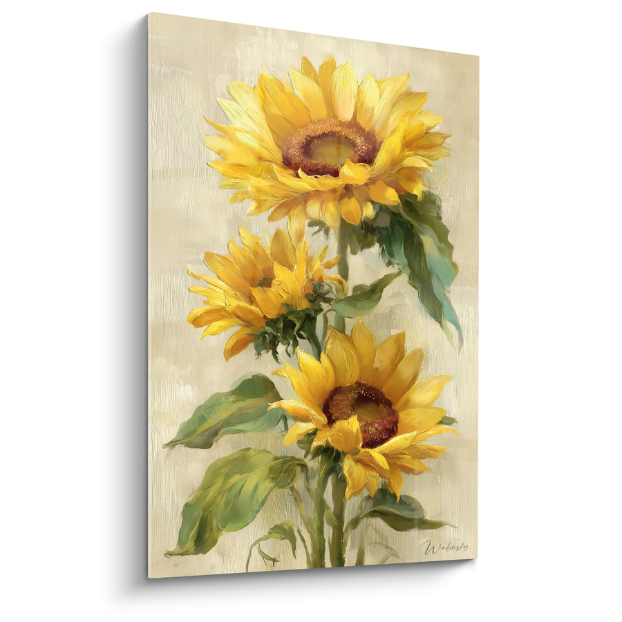 Tableau Tournesols jaunes et verts en fleurs - Été doré - Edition Tournesol