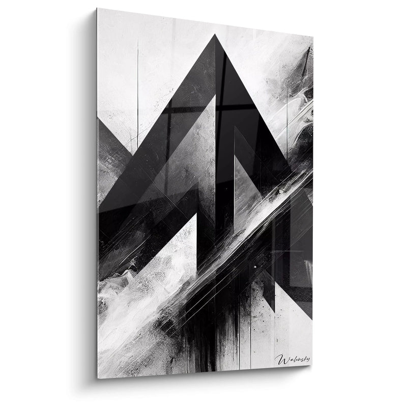 Fractured Trajectories Painting - Black and White Abstract Edition