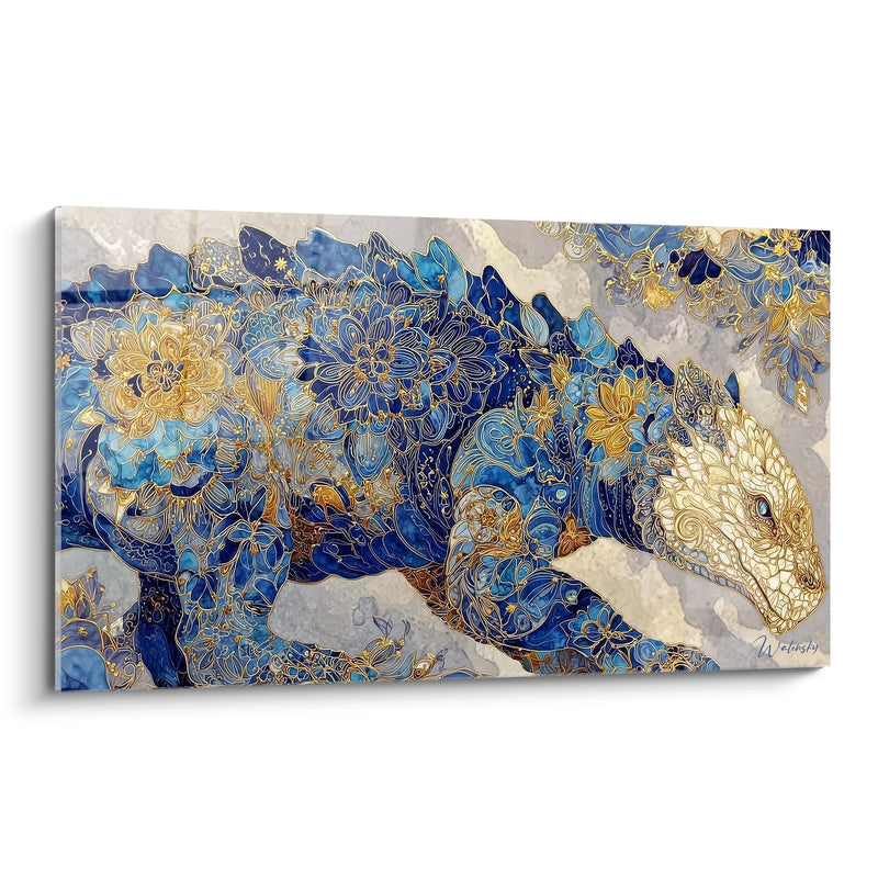Triceratops Floral Painting - Majestic Ornamentation - Dinosaur Edition