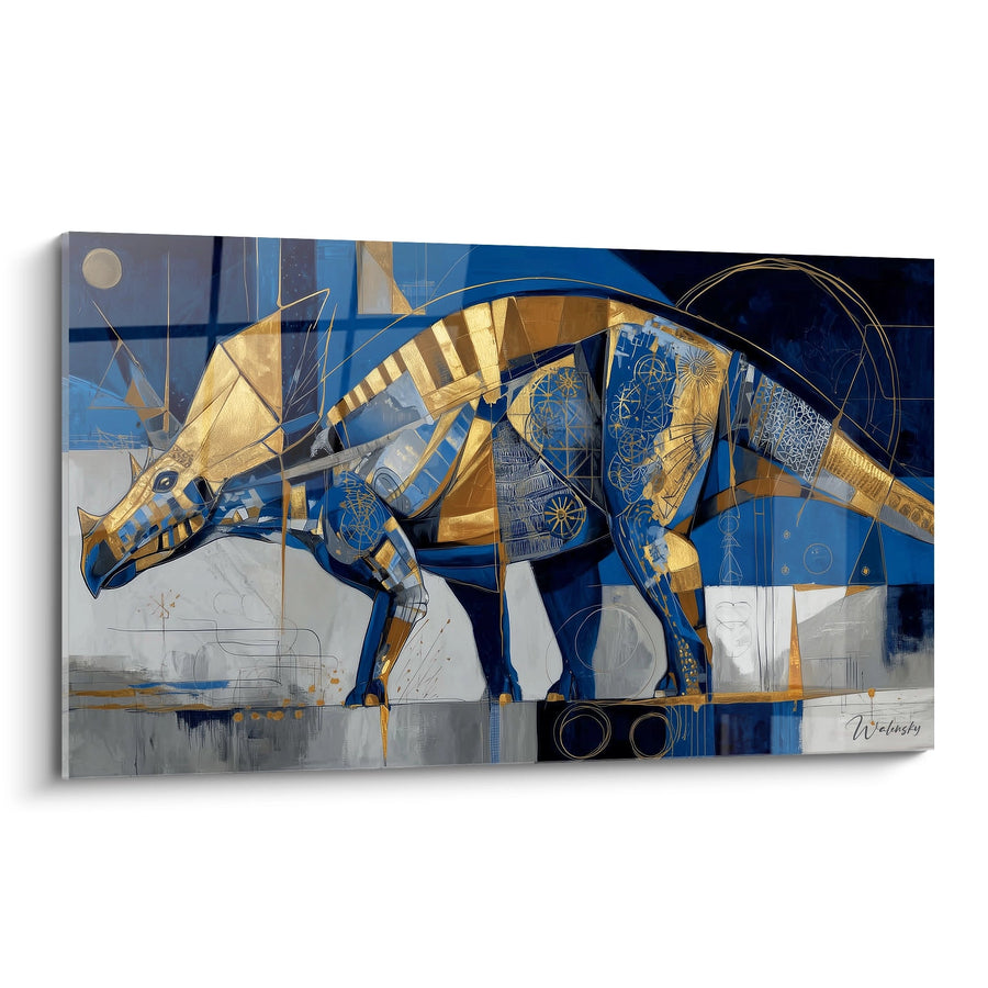 Tableau Tricératops Géométrique - Fusion Préhistorique - édition Dinosaure