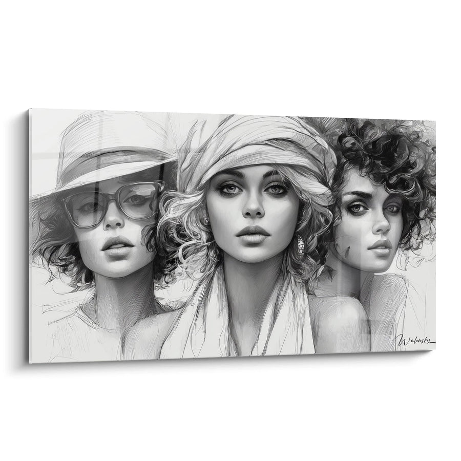 Tableau Trio Féminin - Charme et Caractère - édition illustration de mode
