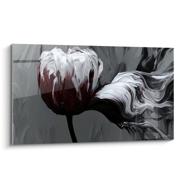 Tableau Tulipe blanche aux reflets bordeaux - Souffle figé - Edition Tulipe