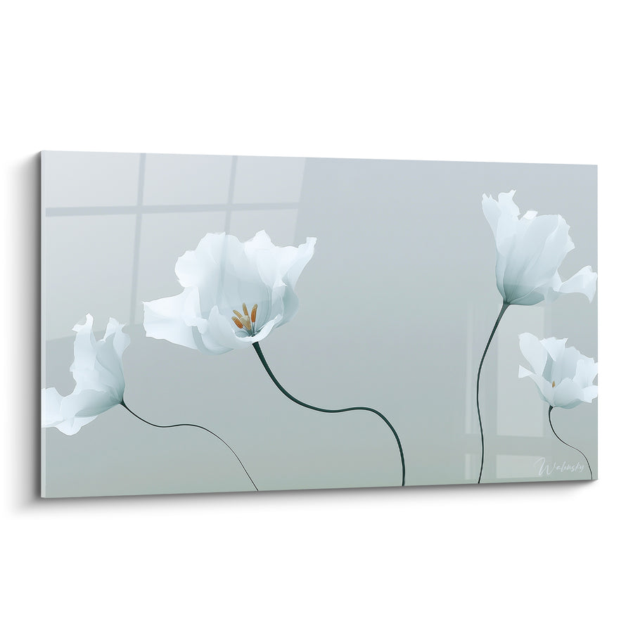 Tableau Tulipes blanches aux tiges sinueuses noires - Souffle éthéré - Edition Tulipe