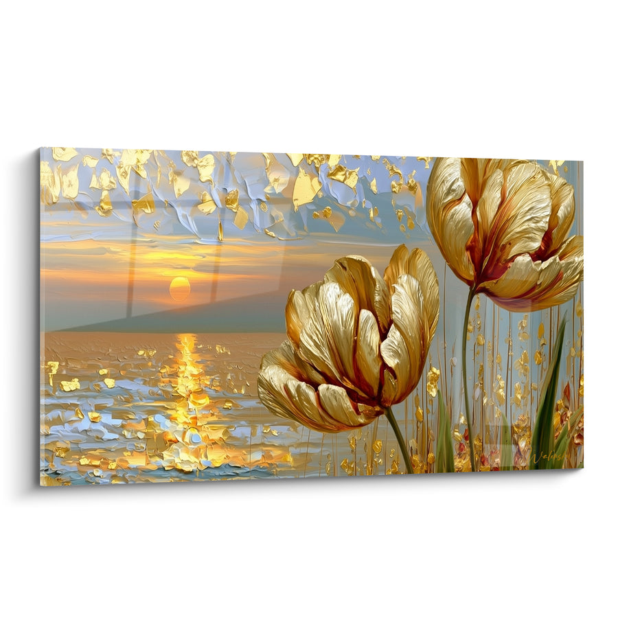Tableau Tulipes dorées au coucher de soleil - Lueur du crépuscule - Edition Tulipe