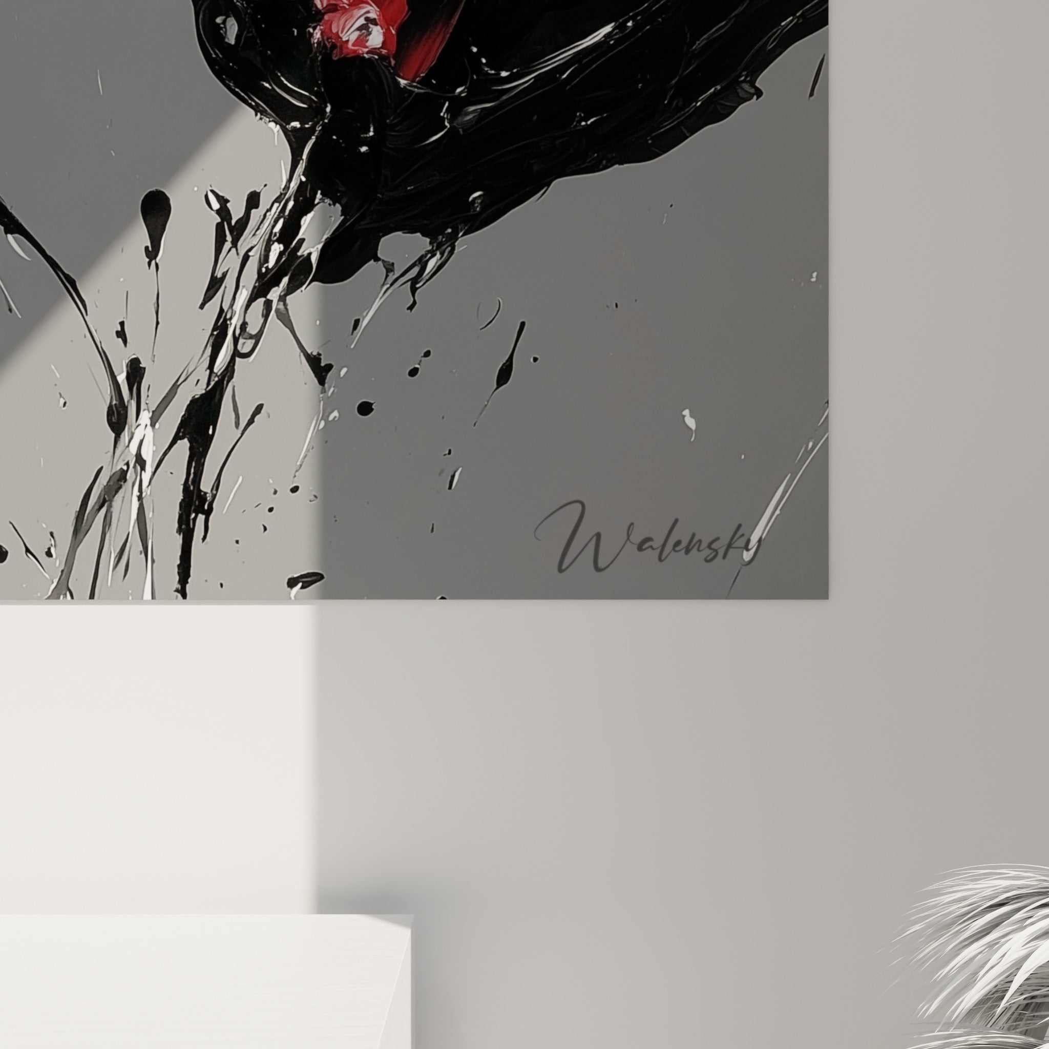 Empâtements rouges, noirs et blancs des pétales de tulipes révèlent leur relief sculptural en gros plan