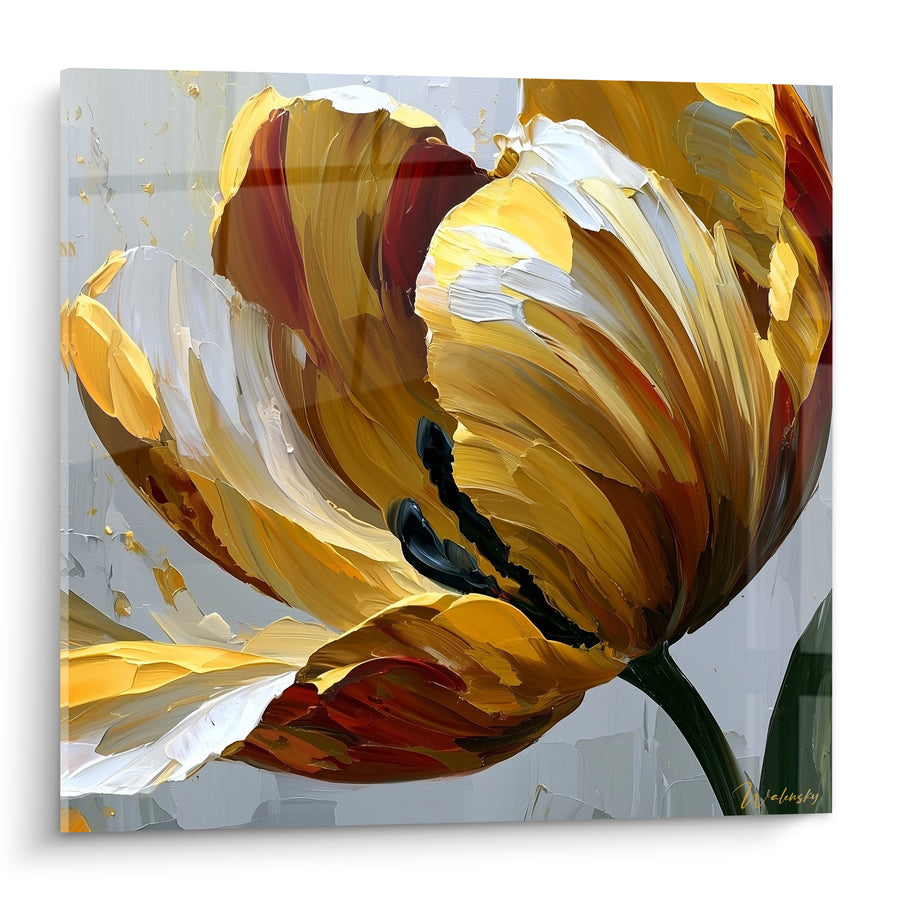 Tableau Tulipe jaune et rouge en gros plan - Floraison éclatante - Edition Tulipe