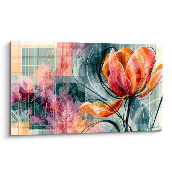 Tableau Tulipe orange aux pétales translucides - Éclosion translucide - Edition Tulipe